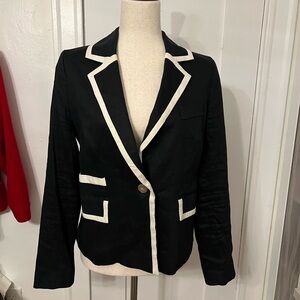 Milly black linen blazer with white trim. Sz 8